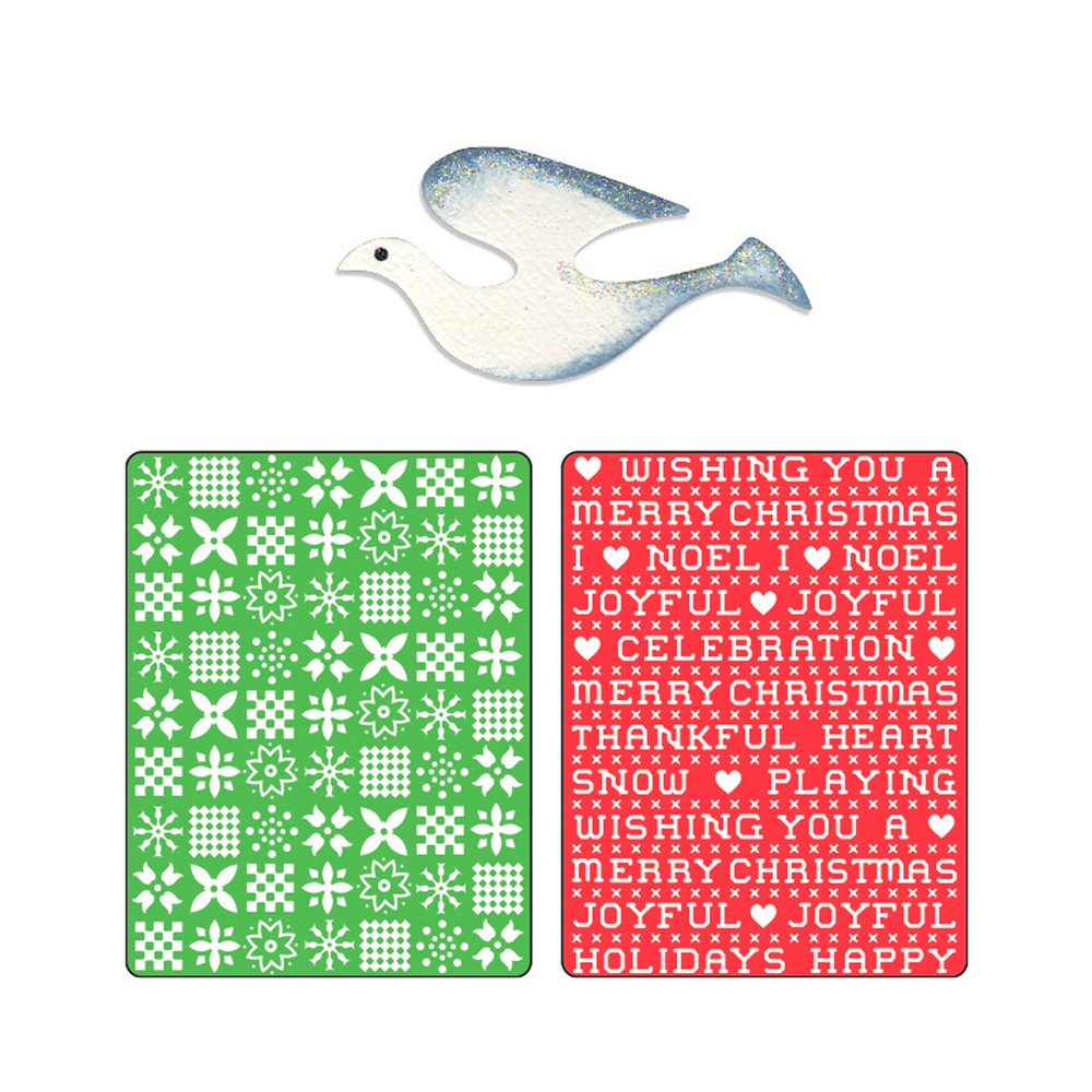 Sizzix Nordic Sweater Emboss set #658195 Retail $10.99 FREE Sizzlits Dove die!!