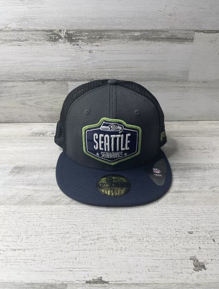 Seattle Seahawks NFL Official 59FIFTY Trucker Mesh Fitted Hat Cap Size: 7 3/8