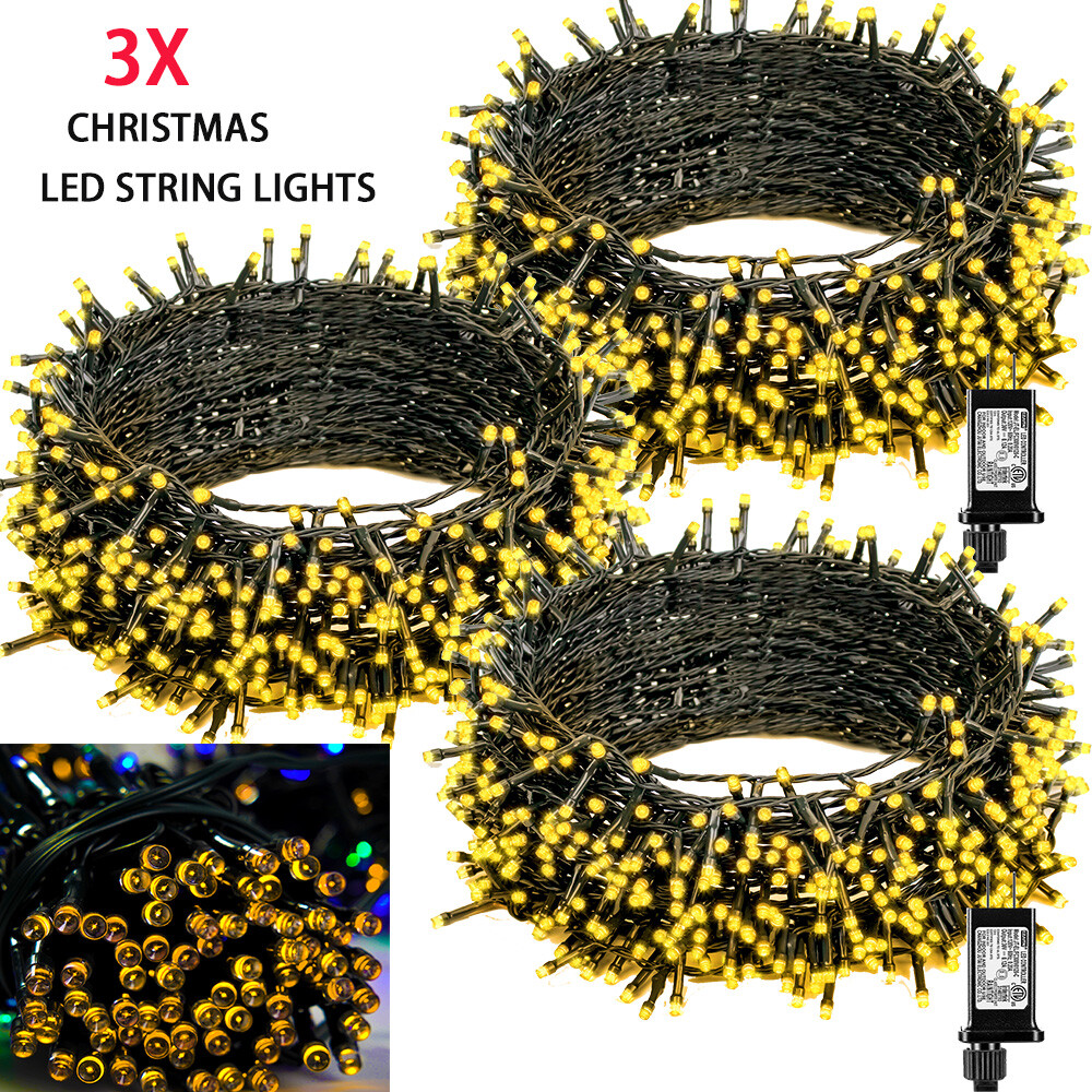 3PCS LED Fairy Christmas String Lights 1000 LED 82FT Decor Party Waterproof US