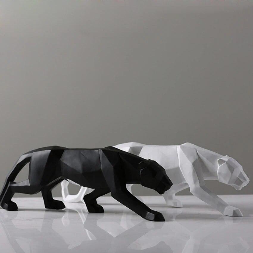 Figurine Animal Leopard Resin Geometric Abstract Multicolor Carved Decor Medium