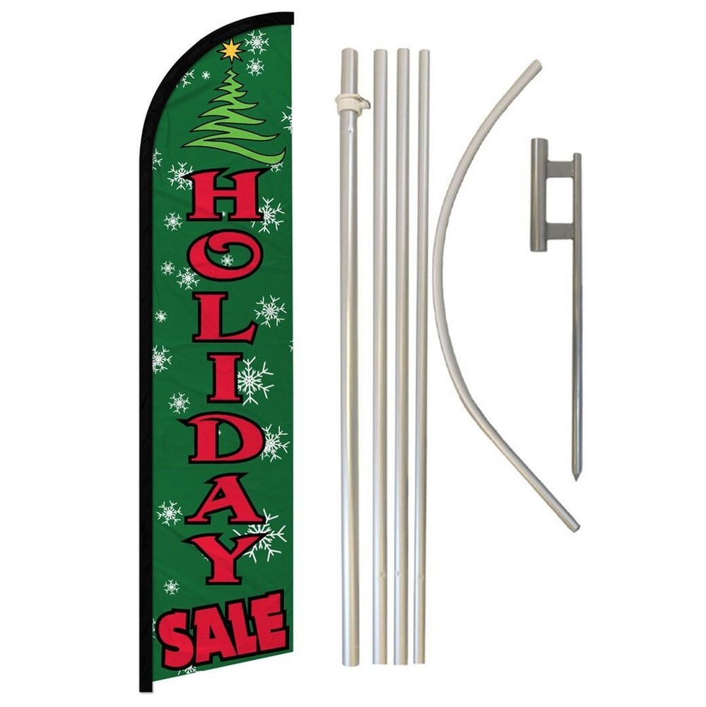 Holiday Sale Windless Full Curve Advertising Christmas Sale Banner Flag Pole Kit-image