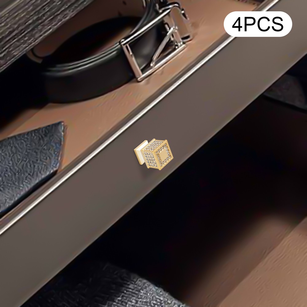 Shiny Gold Square Cabinet Knob with 4 Screws for Furniture