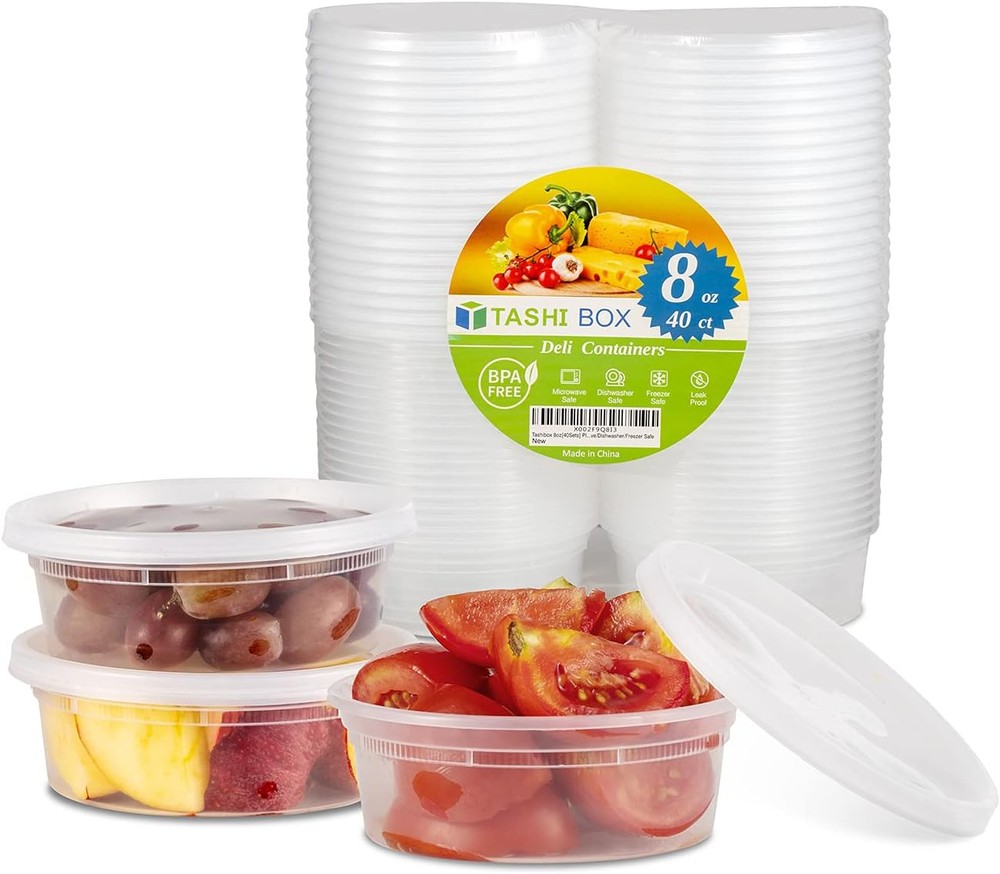 TashiBox 8oz 40-Piece Airtight Plastic Food Storage Container Set in Clear