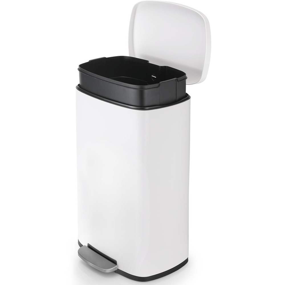 8 Gal Kitchen Trash Can, 30L Recycling or Garbage Bin, Brushed Stainless Stee...