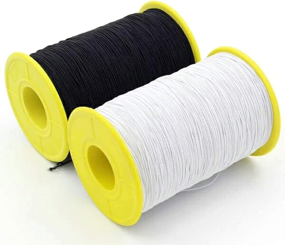 Milcraft (2 Rolls) White AND Black Elastic Thread 547 Yard Package