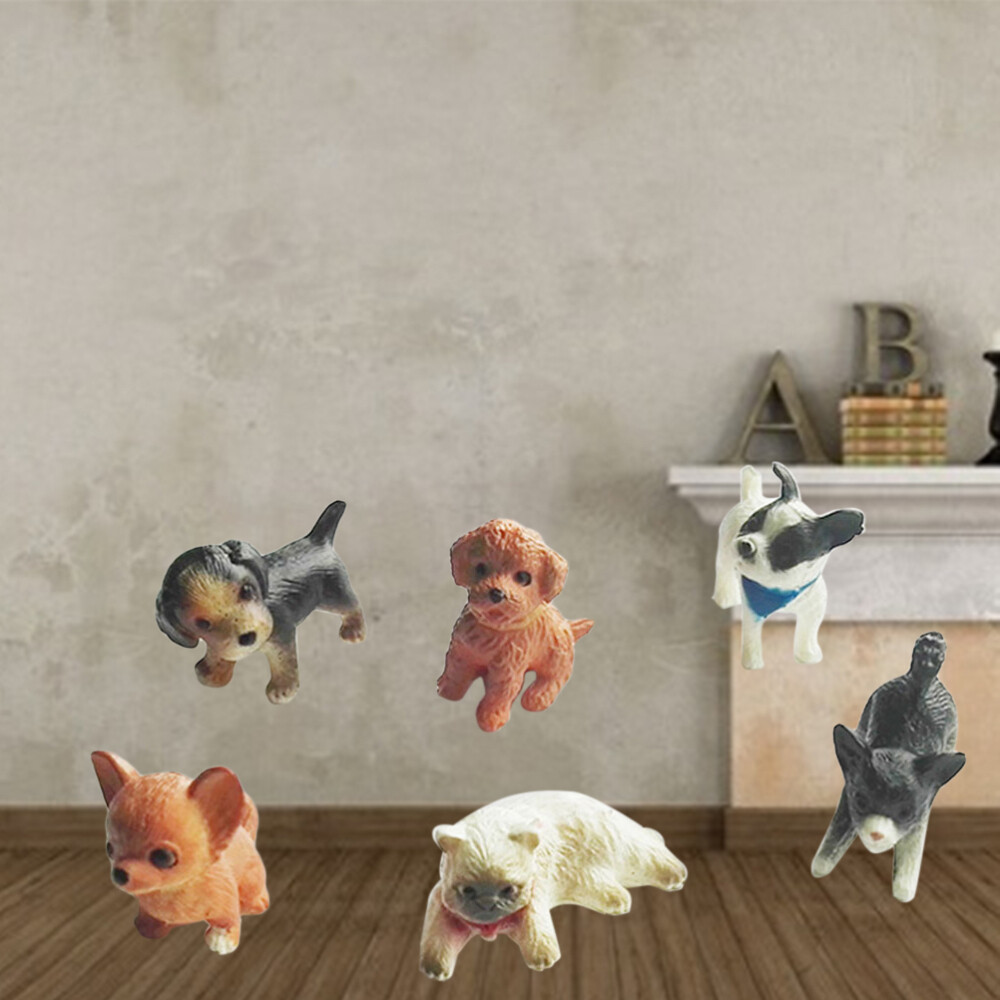 6 Pcs Animal Figurines Model Mini Cat Dog Statue Chat Toy Posing