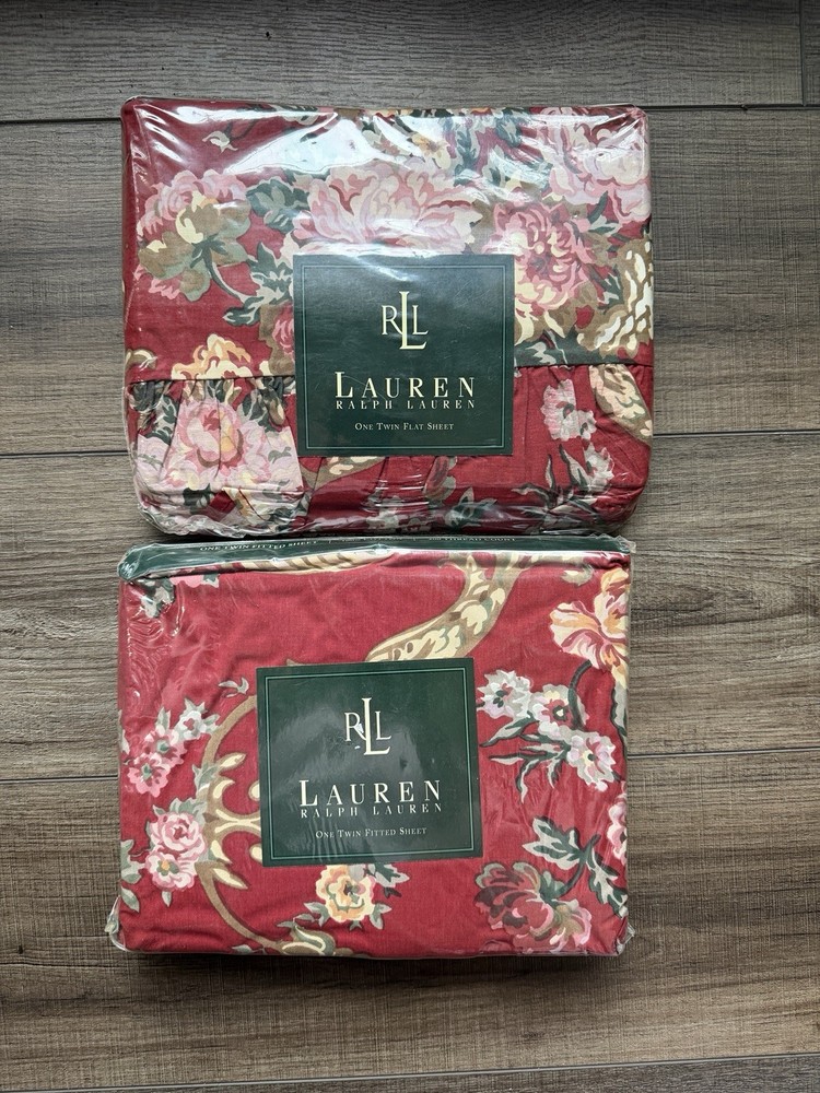 Lauren Ralph Lauren Twin Sheet Set Marseilles Red Fliral