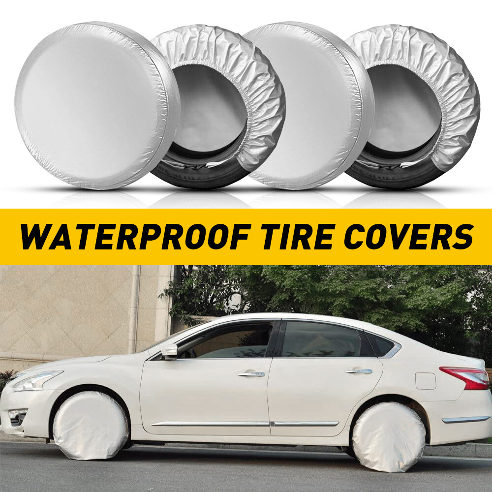 30-32 Inch Waterproof UV Wheel Tire Covers for Car RV Trailer SUV Silver Shield