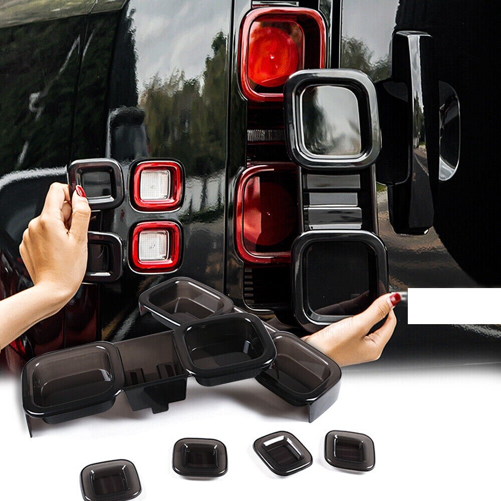 Upgrade 6X Smoked Black Rear Tail Light Covers for Land Rover Defender 110 90 2020-2023