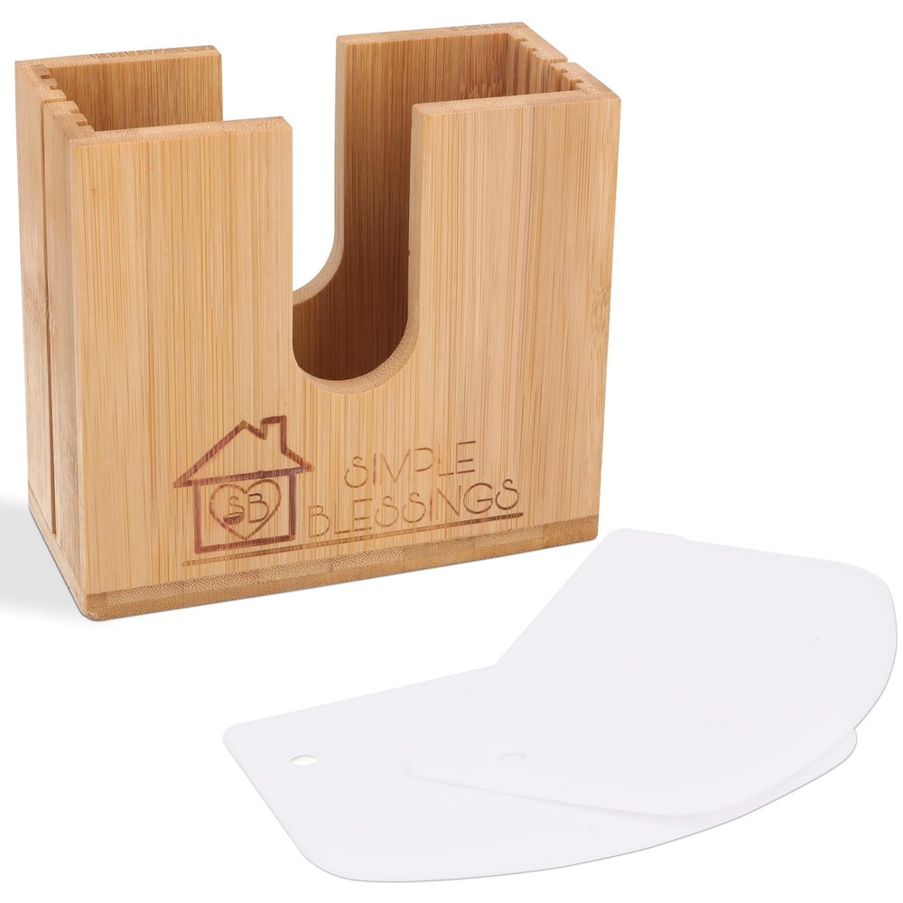 Bamboo Bagel Slicer w/Two Plastic Inserts & Non-Slip Silicone Pad - Adjustabl...