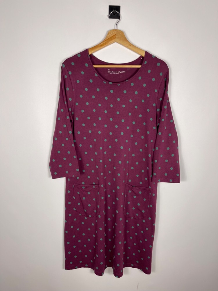 Gudrun Sjoden Polka Dot Organic Cotton Modal Jersey Dress Lagenlook Size M