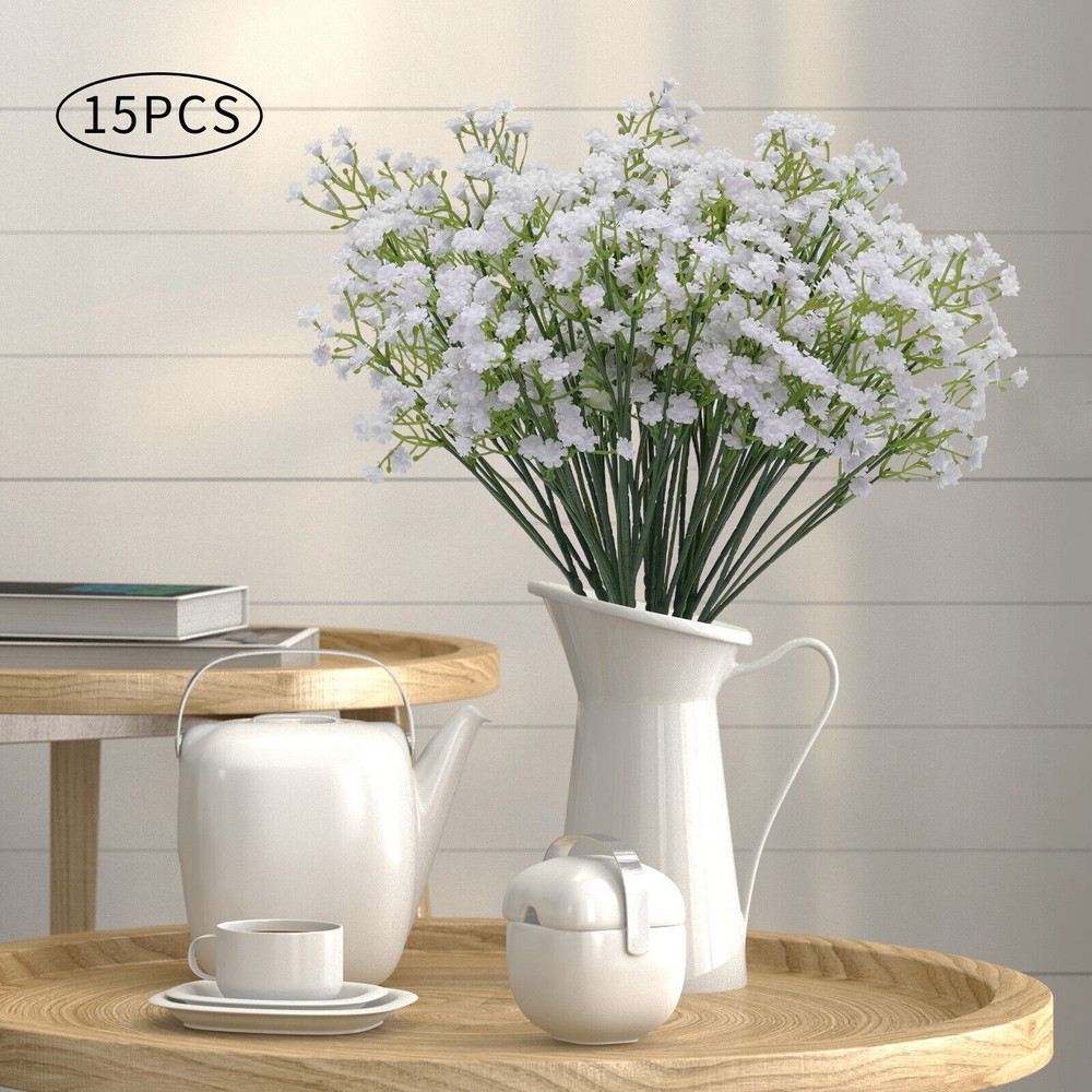 15 PCS White Party Festival Wedding Wreath Decor Artificial Baby Breath Flowers