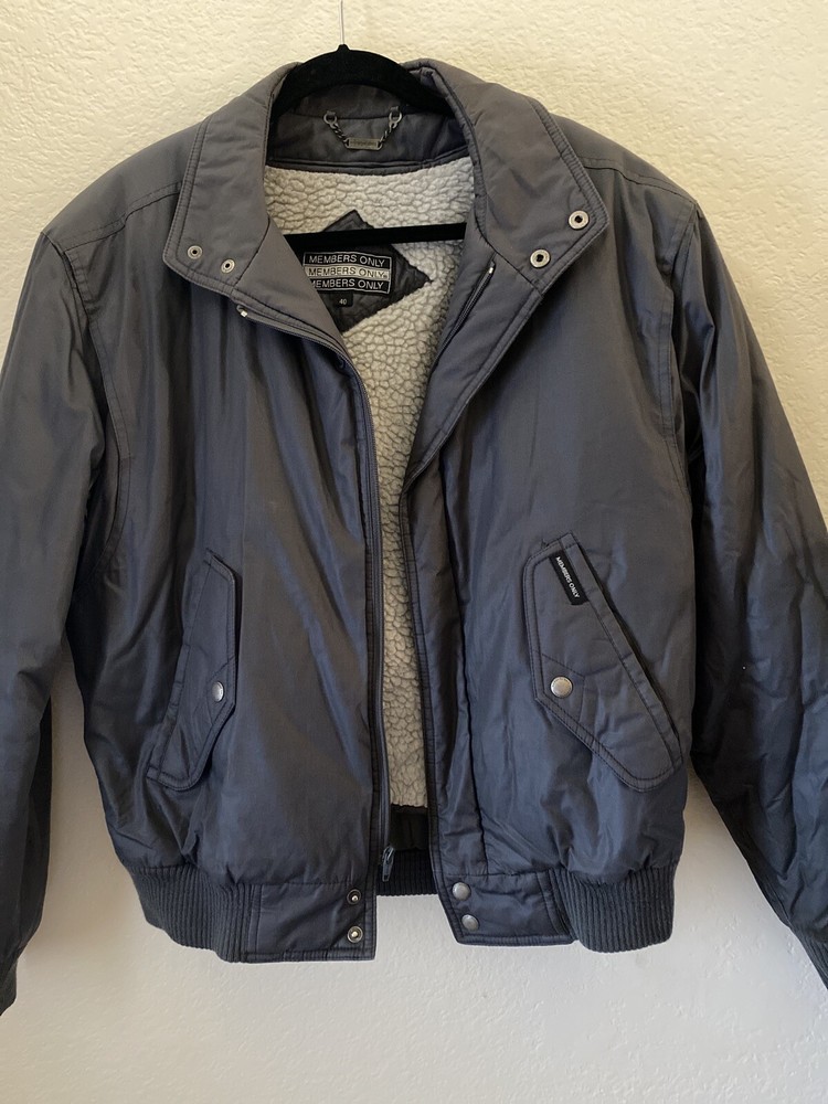 Members Only Gray Insulated Vintage Bomber Jacket Mens Medium Large 40-image