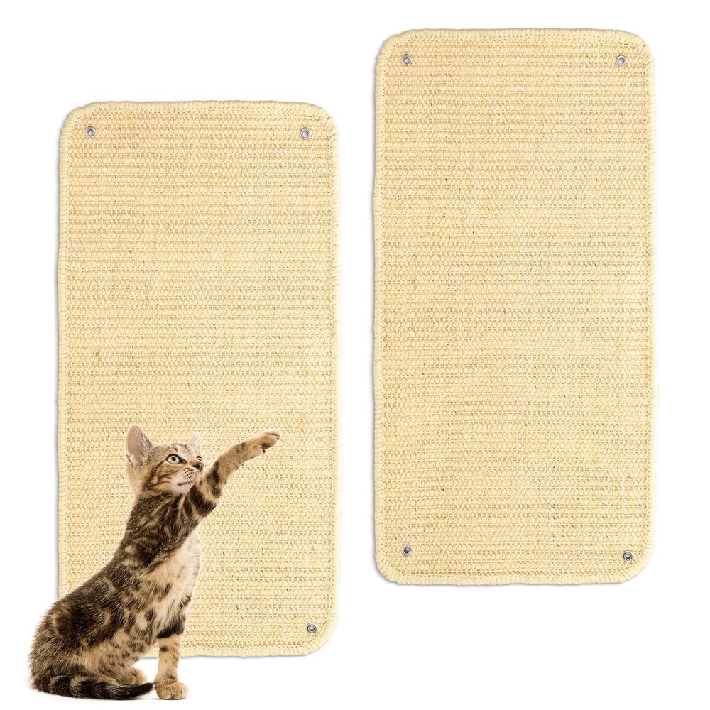 2-Pack Cat Wall Scratcher Mountable Sisal Pad 19.6x9.8 Inch for Claws