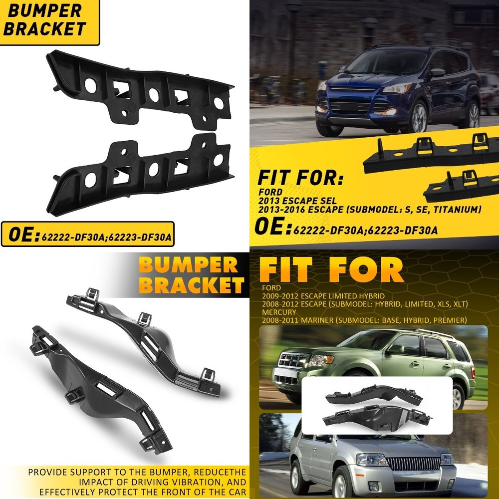 Left & Right Side Front Bumper Support Bracket Fits For 2013-2016 Ford Escape M