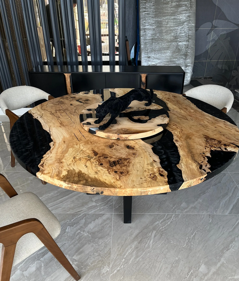 Black Solid Epoxy Wooden Tabletop Resin Hallway Centerpiece Christmas Gift Sale  -image