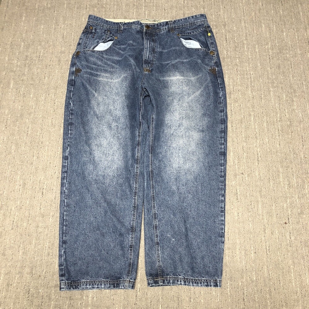 Vintage Y2K Raider Jean Co Baggy Wide Leg 44x31 Faded Hip Hop JNCO