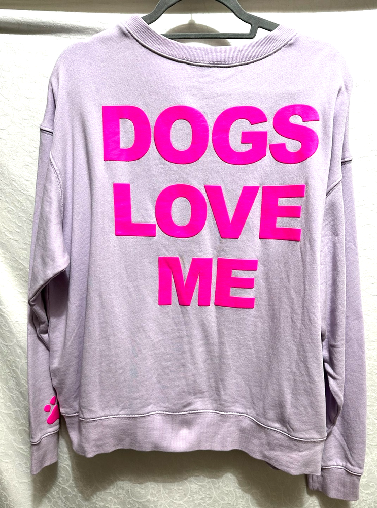 Wildfox Size Large Pale Lilac Purple Dogs Love Me Pullover Sweatshirt