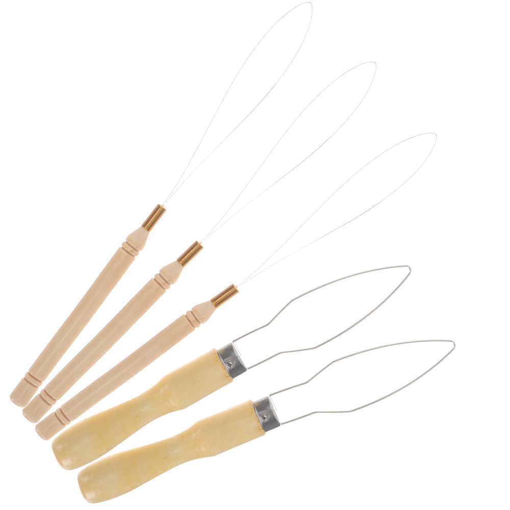 5PCS Wood Beard Beads Hair Extension Tools Wooden Threader Bead Threader