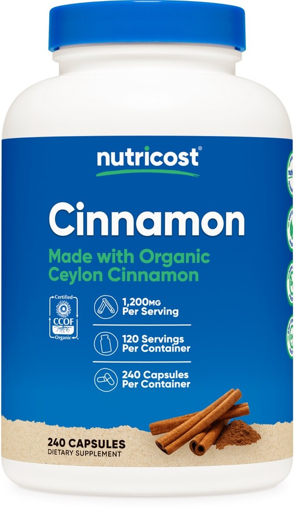Nutricost 1200mg Gluten-Free Cinnamon Capsules Pack of 240