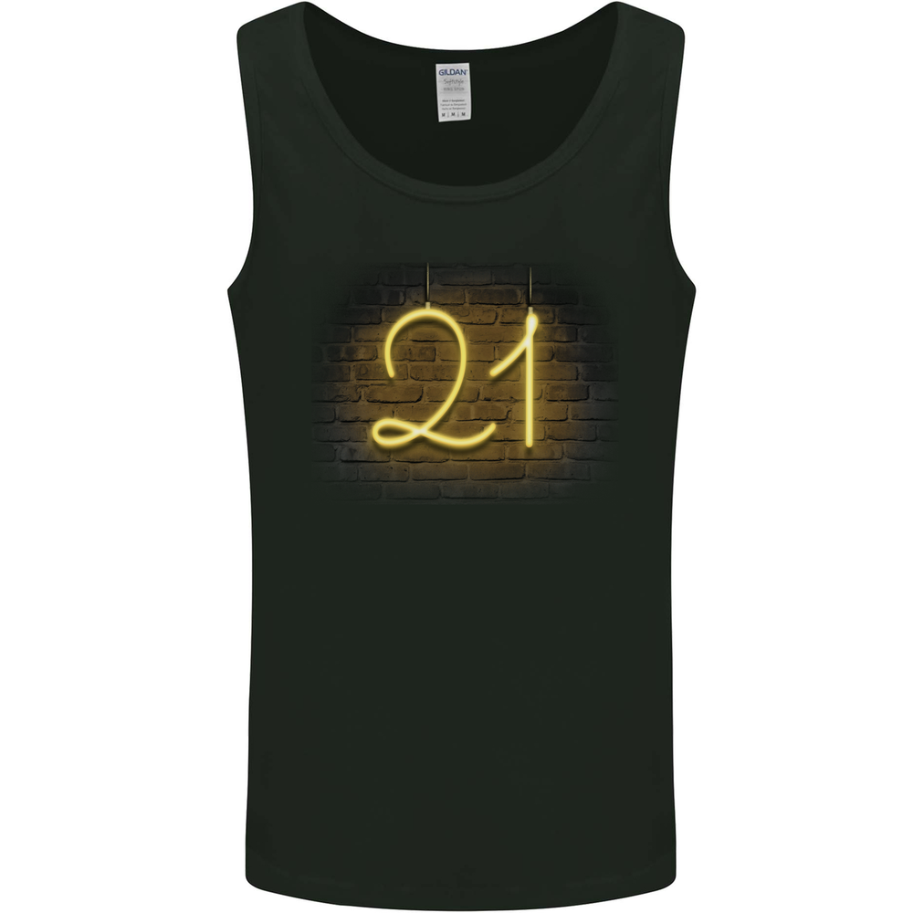 21st Birthday Neon Lights 21 Year Old Mens Vest Tank Top