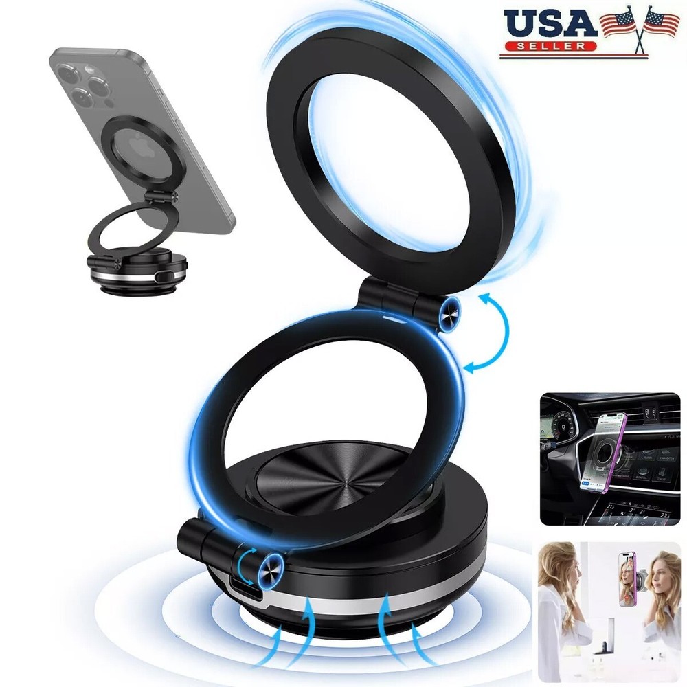 360° Rotating Magnetic Car Phone Holder with Strong Suction Cup Mount