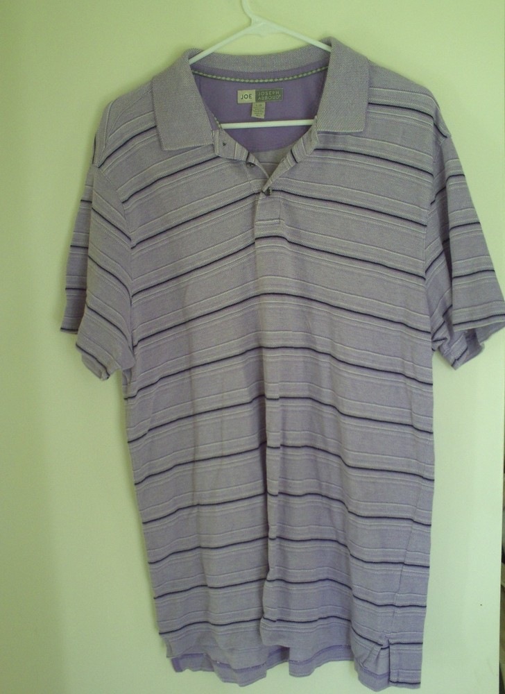 Joseph Abboud mens purple striped polo shirt size large  
