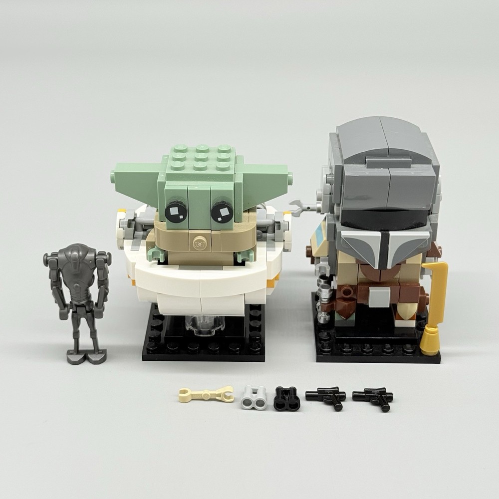 Lego Star Wars Mandalorian and Child Brick Headz with Battle Droid Mini Figure