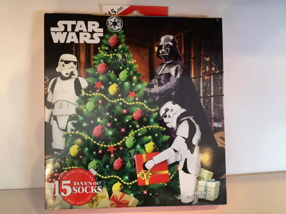 Star Wars 15 Days of Socks Advent Calendar Christmas Mens Size 6-12 NEW