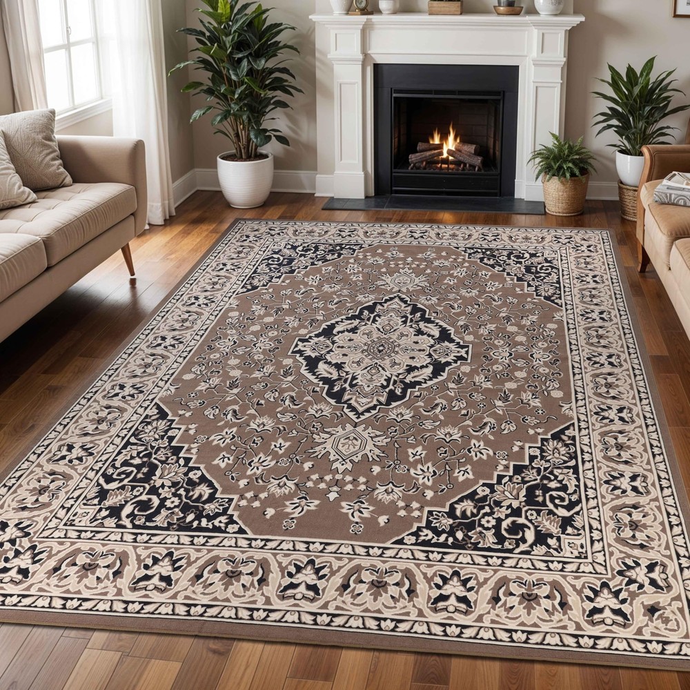 Superior Indoor Area Rug, Plush Carpet Cover, Traditional Oriental Medallion,...