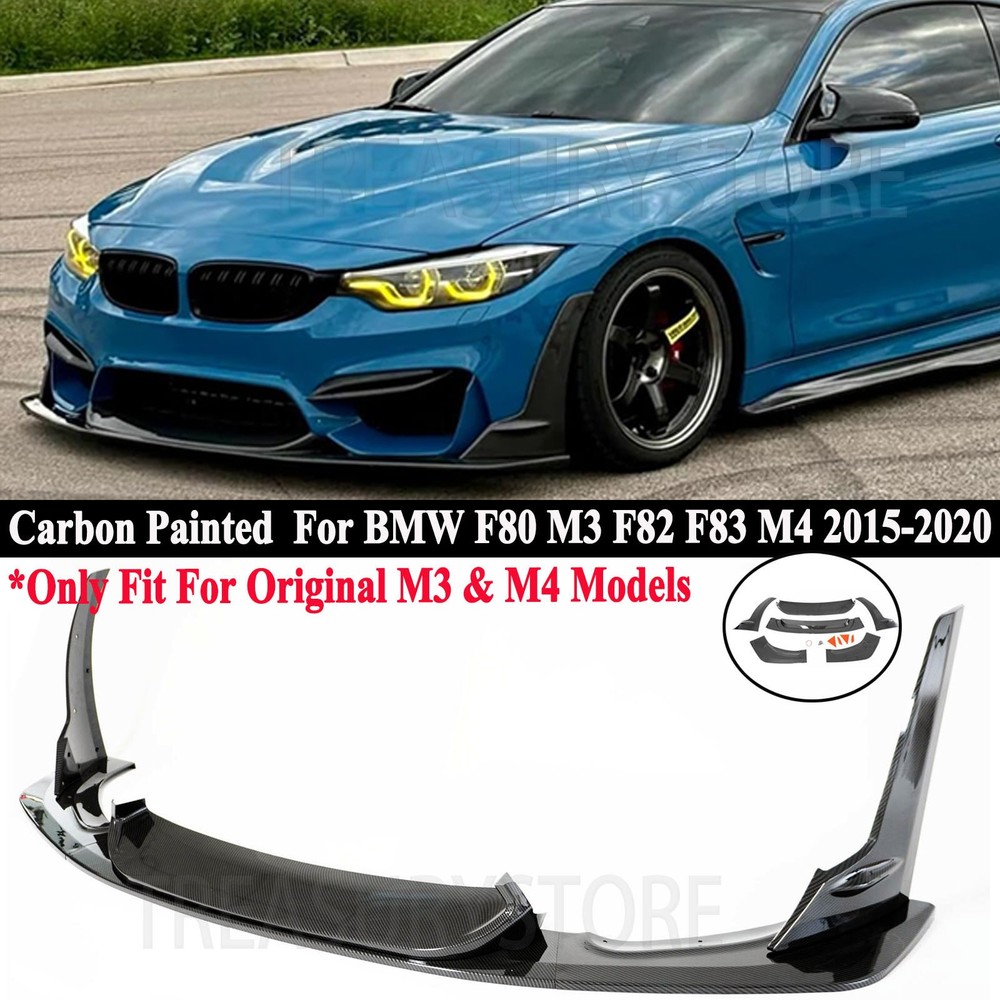 For BMW F80 M3 F82 F83 M4 15-20 LPT Style Carbon Look Front Bumper Lip Splitter