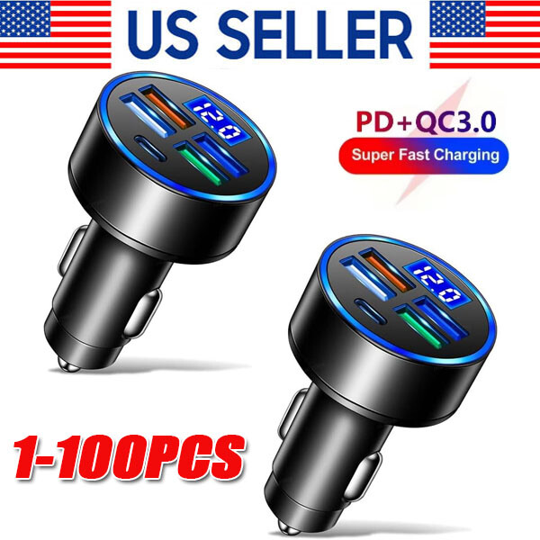 5-Port Super Fast USB Car Charger for iPhone Samsung Android Phones