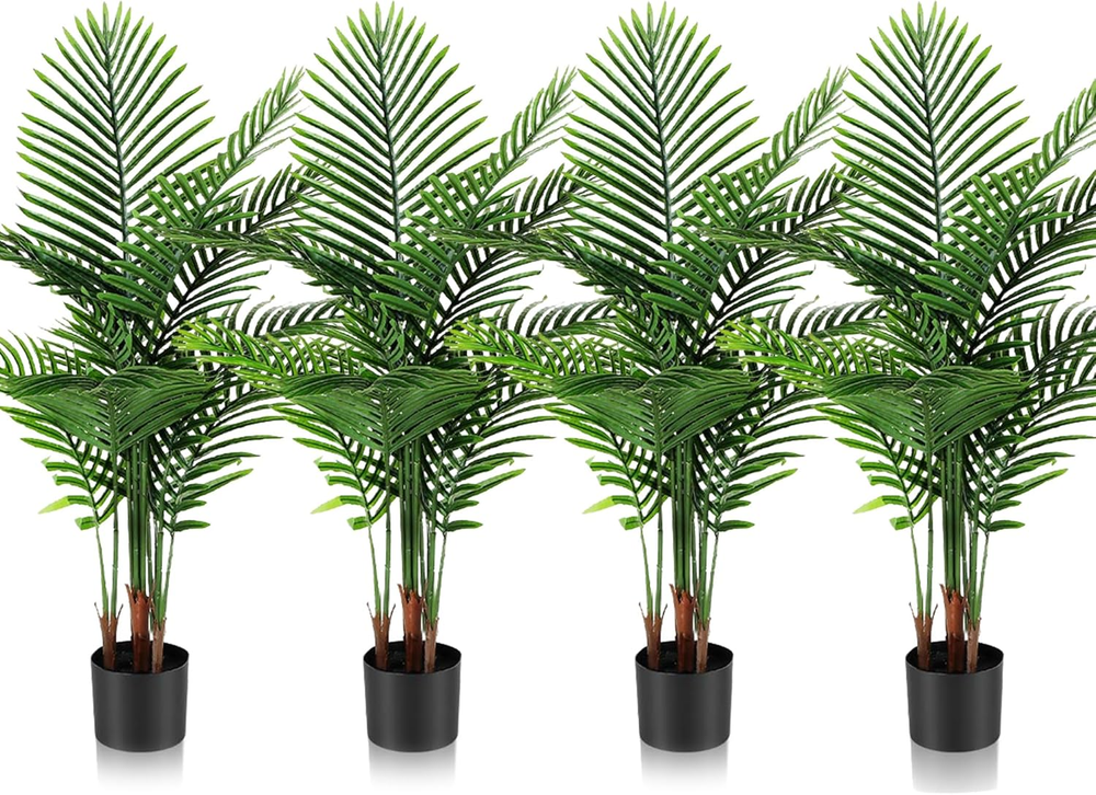 4 Pack 3Ft Artificial Areca Palm Trees Fake Plants Decor  