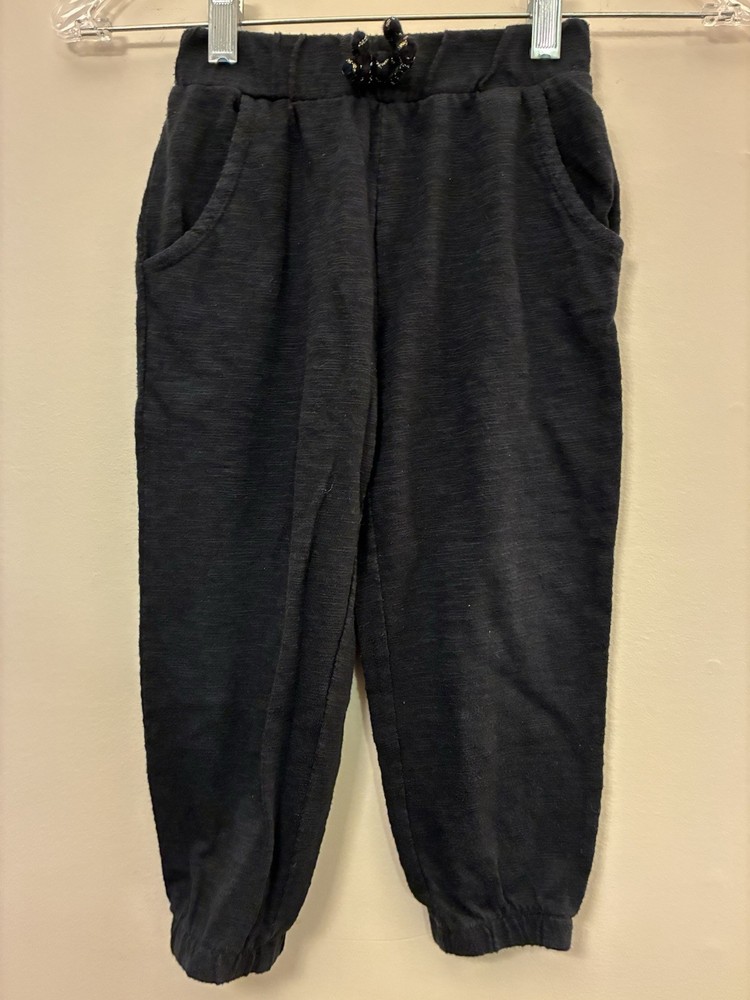 Gymboree Kids Girls Solid Black Metallic Bow Cotton Blend Pull On Jogger Pants 4