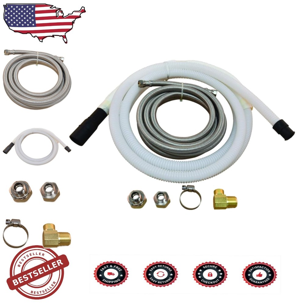 Heavy-Duty Dishwasher Connections with 10 Ft Braided Steel & Adapters Included