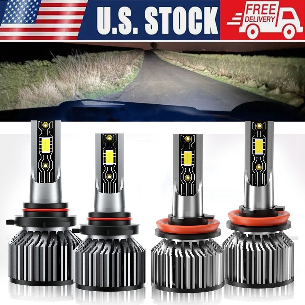 6500K White 4PCS LED Headlight High Lo Beam Kit For Chevrolet Suburban 2015-2021