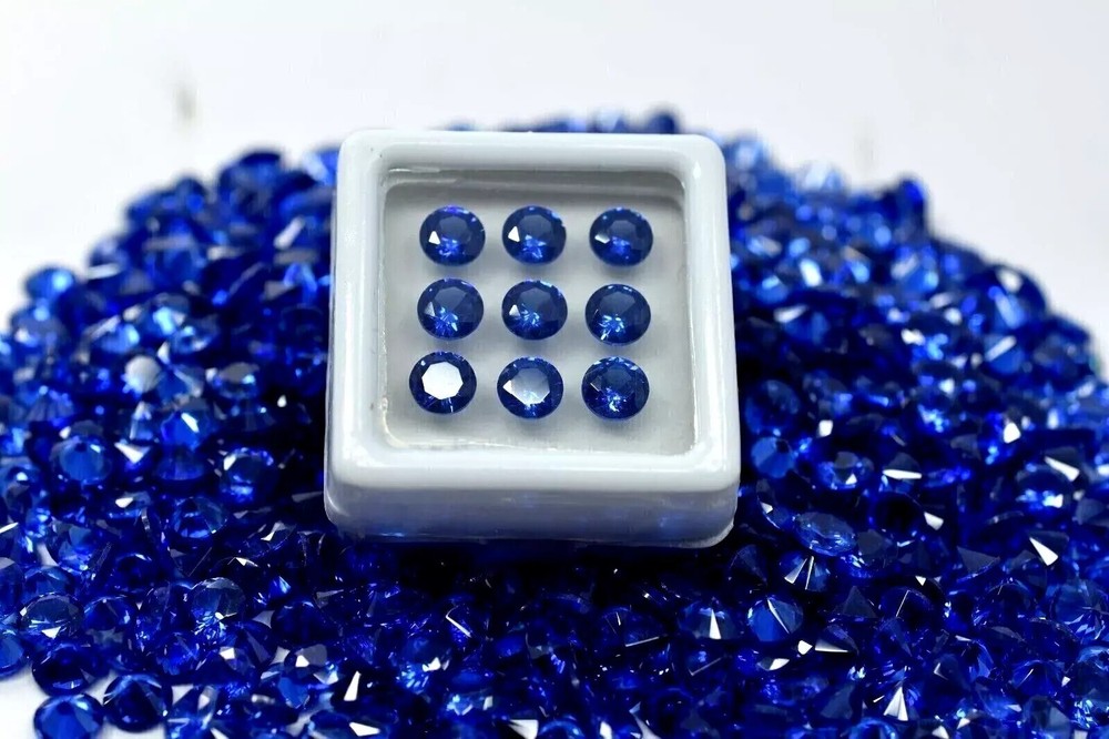 Natural Blue Sapphire 4mm Round Cut Lot of 25 Certified Loose Gemstones