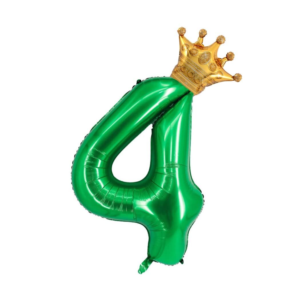 40 inch Dark Green Crown Number 4 Balloon Giant Large Aluminum Film Number Ba...
