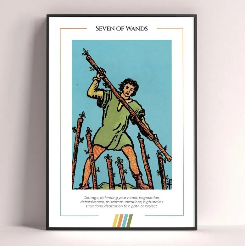 Seven of Wands Tarot Card Art Print Digital Download Poster