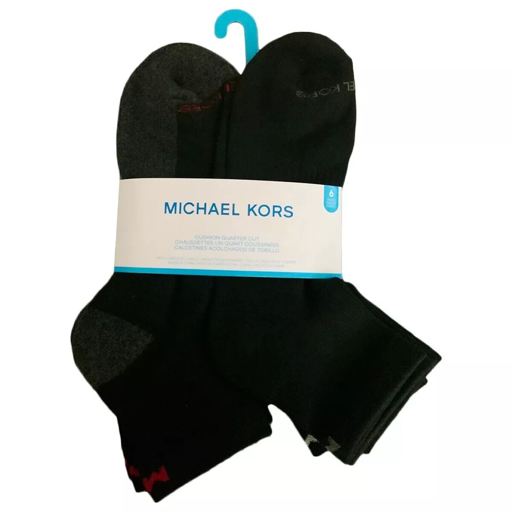 Michael Kors Black Quarter-Cut Socks 6-Pack for Men Size 7-12 MSRP $26.99 NWT
