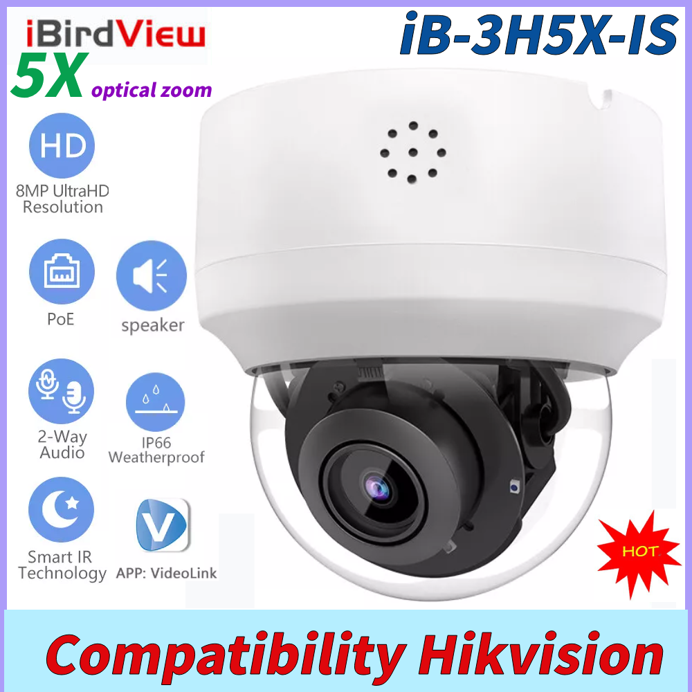 Hikvision Compatible 4K 8MP 2-Way Audio Security IP Camera Outdoor POE 5X Zoom
