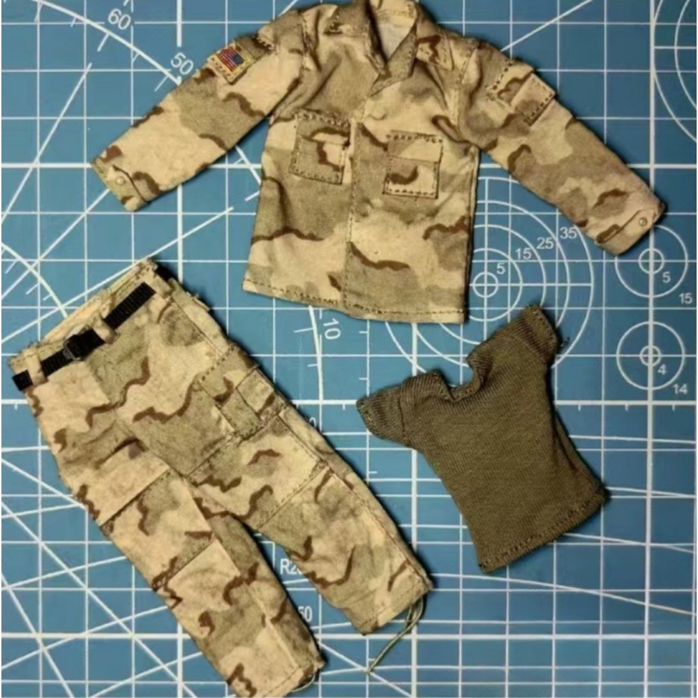 1/12 Combat Suit Uniform Coat Pants T-shirt Clothes Set for 6'' Male Figure Body