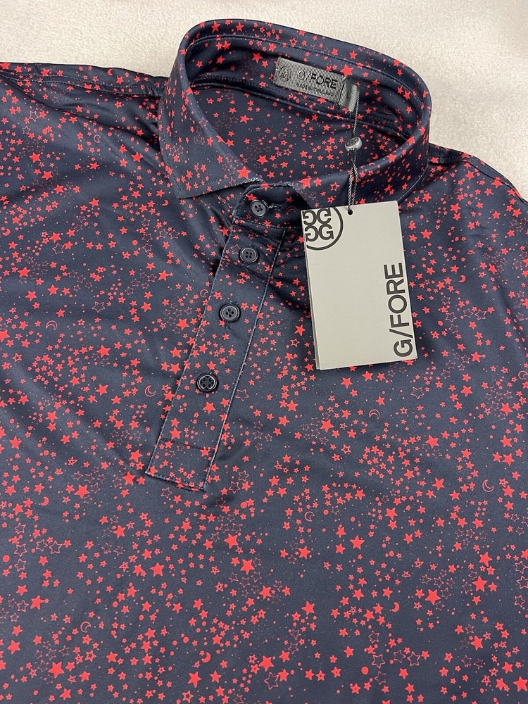 G/FORE Men’s Polo Shirt Size Large Short Sleeve Navy Blue/Red  NWT