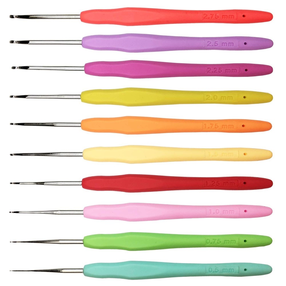 10-Piece Ergonomic Crochet Hook Set with Comfort Handles