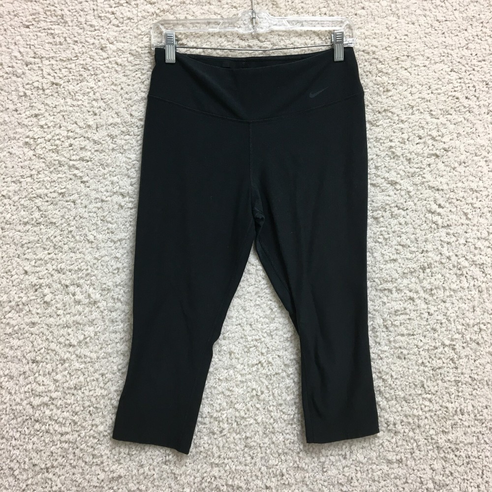 Nike Medium Black Swoosh Capri Leggings for Women Stretch Yoga Gym Pull On