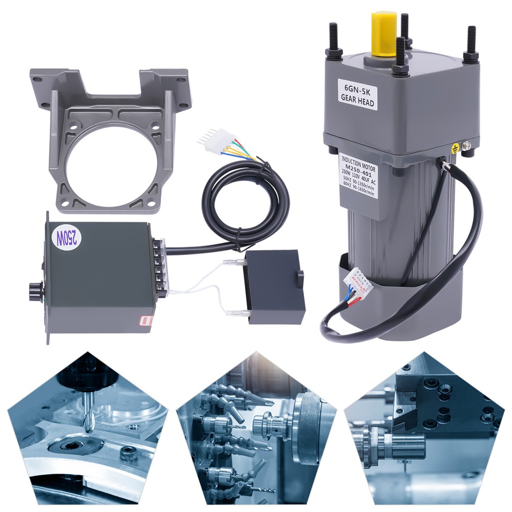 250W AC110V Single-Phase Gear Motor with Variable Speed Controller and Bracket