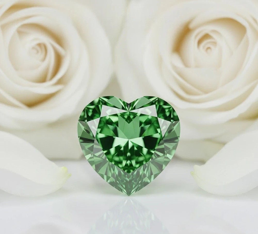 Rare 4 Ct Heart Shape Stunning Green Lab Grown Diamond Certified VVS1 Gemstone.