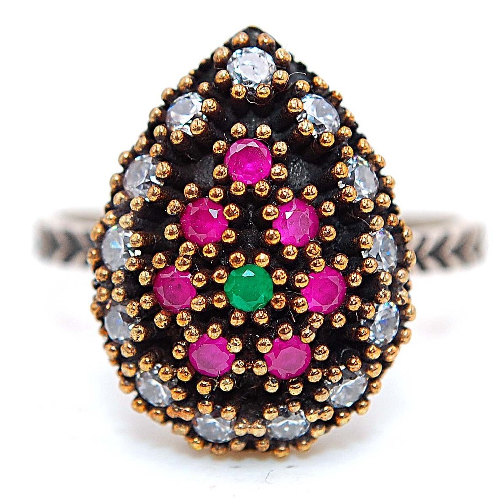 Sterling Silver Ottoman Style 2CT Treated Ruby Ring Size 7.5 HB3-6