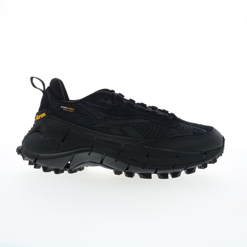 Reebok Zig Kinetica 2.5 Edge Mens Black Leather Lifestyle Sneakers Shoes