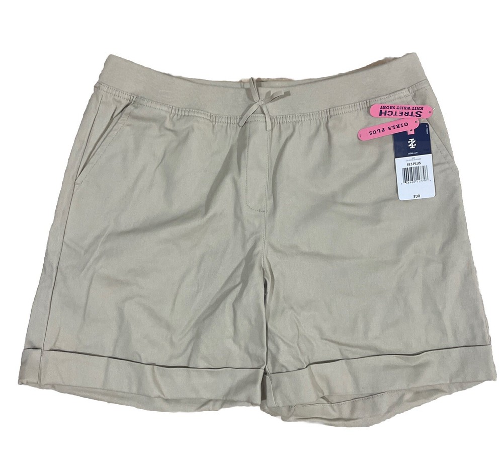 Izod Knit Waist Stretch Shorts Khaki Women’s 18.5 Plus NWT